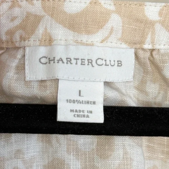 Charter Club Womens Large Linen Floral Ruffle Blouse Coastal Old Money‎ Preppy - Picture 3 of 6